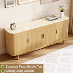 Dyonery 69 Buffet bahut cannelé moderne - Rangement à 4 portes avec étagères réglables, crédence élégante pour salle à manger