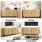 Dyonery 69 Buffet bahut cannelé moderne - Rangement à 4 portes avec étagères réglables, crédence élégante pour salle à manger