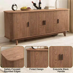 Dyonery 69 Buffet bahut cannelé moderne - Rangement à 4 portes avec étagères réglables, crédence élégante pour salle à manger