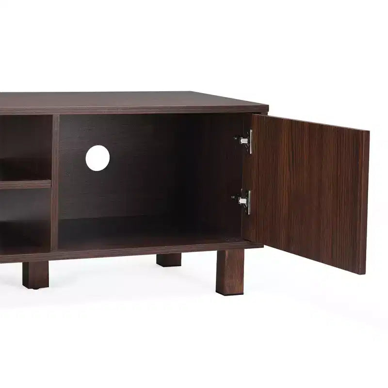 Meuble TV moderne JVNOXK63 de 63 pouces, pouvant accueillir des téléviseurs jusqu'à 70 pouces, doté d'étagères ouvertes avec espace de rangement, idéal pour les salons