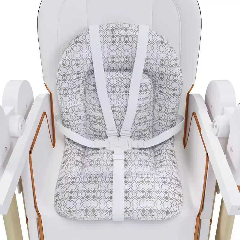 Chaise Haute Bébé/Transat Convertible JVNOXK, Pliable avec Harnais à 5 Points, Dotée de Roues Verrouillables Silencieuses et d'un Double Plateau Amovible, Blanc