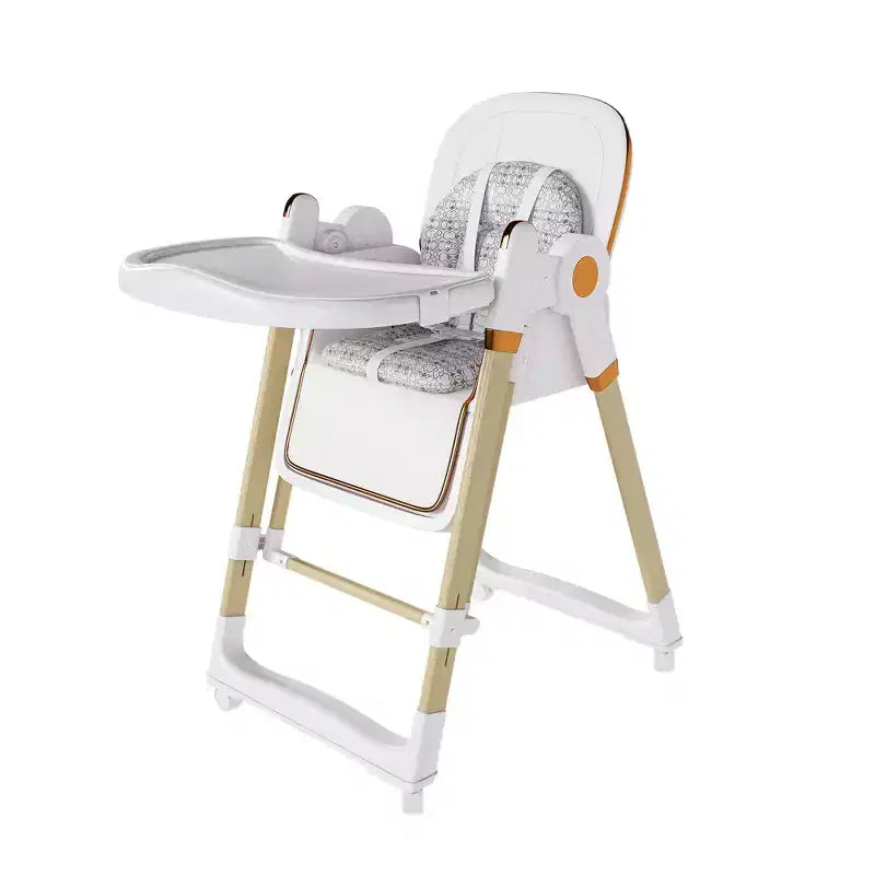 Chaise Haute Bébé/Transat Convertible JVNOXK, Pliable avec Harnais à 5 Points, Dotée de Roues Verrouillables Silencieuses et d'un Double Plateau Amovible, Blanc