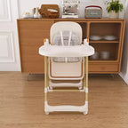 Chaise Haute Bébé/Transat Convertible JVNOXK, Pliable avec Harnais à 5 Points, Dotée de Roues Verrouillables Silencieuses et d'un Double Plateau Amovible, Blanc