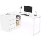 Lantine 70-Inch Computer Desk with Drawers, Movable L Shaped Desk with Storage, for Home Office, Gaming, Interchangeable Left and Right (White)