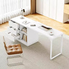 Bureau informatique Lantine de 70 pouces avec tiroirs, bureau mobile en L avec rangement, pour bureau à domicile, jeux, interchangeable gauche et droite (blanc)