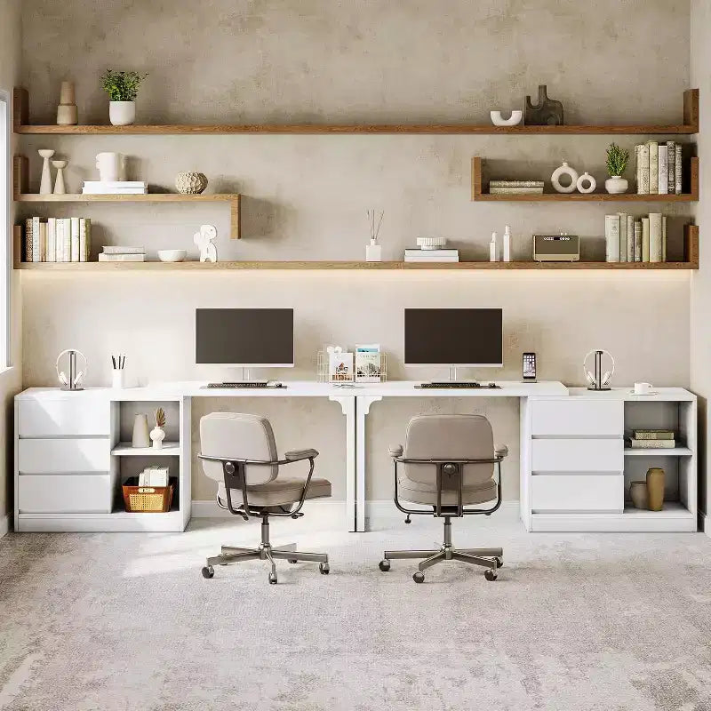 Bureau informatique Lantine de 70 pouces avec tiroirs, bureau mobile en L avec rangement, pour bureau à domicile, jeux, interchangeable gauche et droite (blanc)