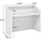 Comptoir de réception Lantine de 120 cm avec guichet, bureau d'accueil moderne avec passe-câbles pour caisse, hall, salon de beauté, bureau à domicile, blanc