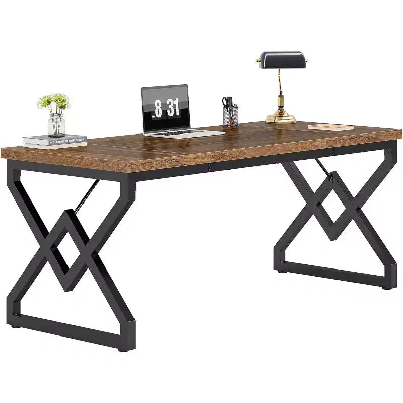 Lantine 63 W - Bureau de Direction, Poste de Travail Épaissi en Bois Ultra Robuste, Grande Table d'Étude Informatique pour Bureau à Domicile