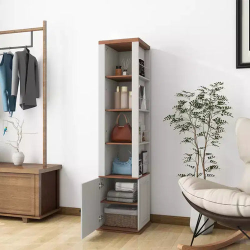 Armoire d'angle de 68 cm : Design moderne de style ferme avec 1 porte et 1 tiroir - Organiseur autoportant en MDF pour salon