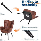 Chaise de salle à manger moderne Acekool, chaise d'appoint mi-siècle en similicuir avec pieds en métal et dossier pour salle à manger, cuisine