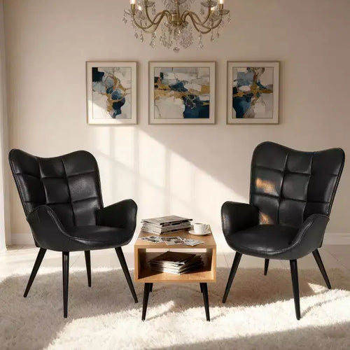 Chaise de salle à manger moderne Acekool, chaise d'appoint mi-siècle en similicuir avec pieds en métal et dossier pour salle à manger, cuisine