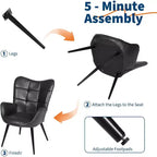 Chaise de salle à manger moderne Acekool, chaise d'appoint mi-siècle en similicuir avec pieds en métal et dossier pour salle à manger, cuisine