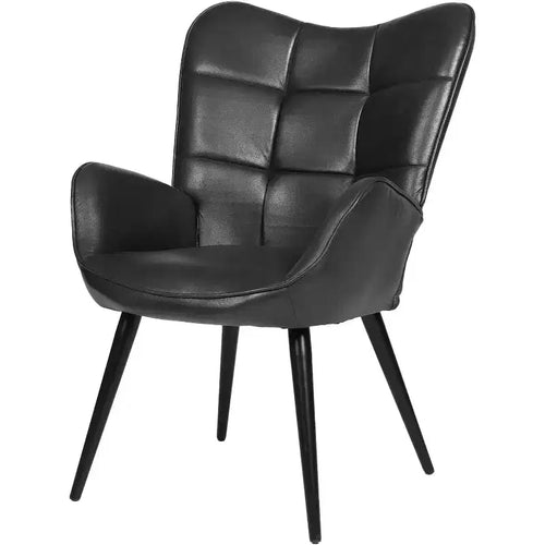 Acekool Modern Dining Room Chair, Faux Leather Mid Century Accent Chair with Metal Legs & Back Support for Dining, Kitchen