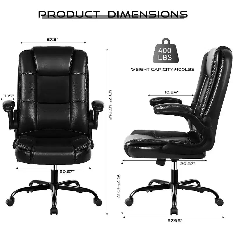 BALHAM TRADE-Fauteuil de bureau avec accoudoirs relevables en cuir de direction dossier haut support lombaire robuste