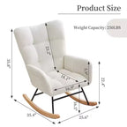 Fauteuil à bascule pour chambre d'enfant, dossier haut, accoudoirs et poches latérales, fauteuil d'appoint moderne et confortable pour chambre à coucher, salon