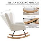 Fauteuil à bascule pour chambre d'enfant, dossier haut, accoudoirs et poches latérales, fauteuil d'appoint moderne et confortable pour chambre à coucher, salon