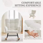 Fauteuil à bascule pour chambre d'enfant, dossier haut, accoudoirs et poches latérales, fauteuil d'appoint moderne et confortable pour chambre à coucher, salon