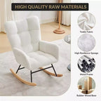 Fauteuil à bascule pour chambre d'enfant, dossier haut, accoudoirs et poches latérales, fauteuil d'appoint moderne et confortable pour chambre à coucher, salon
