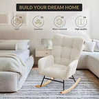 Fauteuil à bascule pour chambre d'enfant, dossier haut, accoudoirs et poches latérales, fauteuil d'appoint moderne et confortable pour chambre à coucher, salon