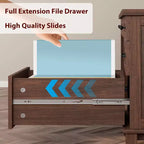 Bureau de direction avec tiroirs, bureau d'ordinateur de style rustique avec station de charge, bureau d'ordinateur en bois de 136 cm avec rangement pour dossiers