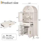 Meuble de Rangement de Cuisine sur Pied de 71 po avec Porte Vitrée, Style Ferme, Étagères Réglables, Design Porte de Grange, pour Cuisine, Salon, Salle à Manger