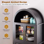Meuble de Rangement de Cuisine sur Pied de 71 po avec Porte Vitrée, Style Ferme, Étagères Réglables, Design Porte de Grange, pour Cuisine, Salon, Salle à Manger