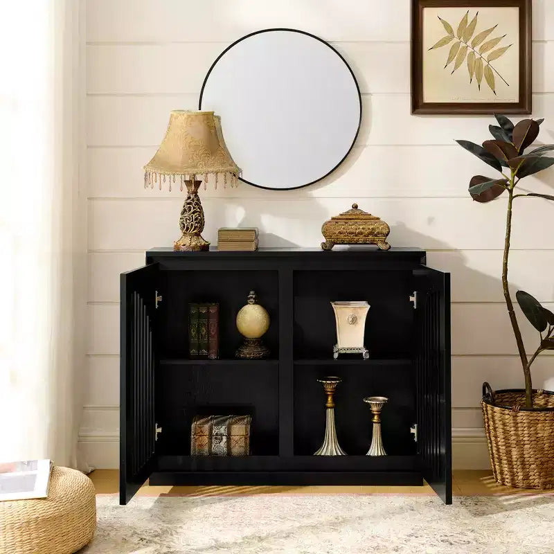 Bahut encastré moderne avec deux trous de drainage, doté d'un rangement et d'un design étroit, adapté au salon, à l'entrée, au couloir, à la cuisine