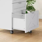 Classeur en bois sécurisé à 3 tiroirs verrouillables C Rangement mobile sous le bureau à roulettes Compatible Lettre/Legal/A4