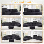 Clihome Canapé Modulable d'Angle en V de 270 cm avec Coussins Déco et Ottomans
