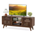 Costway TV Stand w/Sliding Doors Adjustable Shelves & Rubber Wood Legs for TVs up to 65''