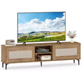 Costway TV Stand w/2 Storage Cabinets & Open Shelves Cable Hole for TVs up to 70''