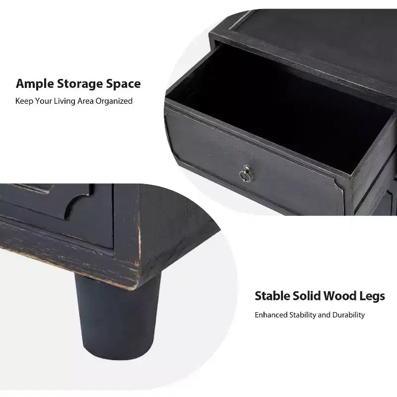 Leo 2 - Table d'appoint avec tiroir et design modulable | ART OF LIVING DESIGNS-NOIR