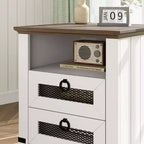 Table d'appoint de ferme avec station de recharge – Table basse rustique en bois – 2 tiroirs et étagère ouverte – Accent de chevet pour chambre, salon, bureau à domicile