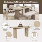 Ensemble de table à manger en bois massif avec banc pour 5 personnes, 6 pièces, ensemble de table de salle à manger rectangulaire rembourrée avec 4 chaises et un banc