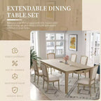 Ensemble de salle à manger rustique extensible pour 6 personnes, table à manger rectangulaire 7 pièces avec 6 chaises rembourrées, ensemble de table de cuisine avec 2 tiroirs