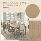 Ensemble de salle à manger rustique extensible pour 6 personnes, table à manger rectangulaire 7 pièces avec 6 chaises rembourrées, ensemble de table de cuisine avec 2 tiroirs