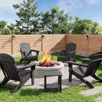 Ensemble de 2 chaises Adirondack pliantes avec table d'appoint, en plastique HDPE imitation bois, capacité de 172 kg, ensemble d'extérieur résistant aux intempéries pour patio, terrasse, foyer