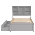 Bellemave Cadre de lit simple moderne avec port USB intégré dans la tête de lit bibliothèque et 2 tiroirs