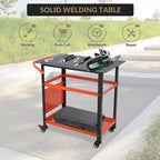 Chariot de table de soudage robuste avec roues, plateau d'établi en acier de 91 x 61 cm, table de travail de soudage portable de 544 kg avec trous de fixation