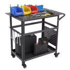 Chariot de table de soudage robuste avec roues, plateau d'établi en acier de 91 x 61 cm, table de travail de soudage portable de 544 kg avec trous de fixation