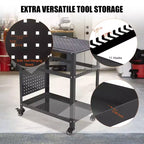 Chariot de table de soudage robuste avec roues, plateau d'établi en acier de 91 x 61 cm, table de travail de soudage portable de 544 kg avec trous de fixation