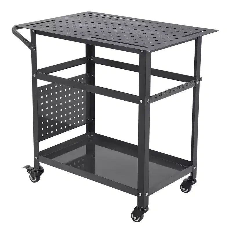 Chariot de table de soudage robuste avec roues, plateau d'établi en acier de 91 x 61 cm, table de travail de soudage portable de 544 kg avec trous de fixation
