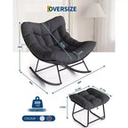 COZONY Chaise longue d'extérieur surdimensionnée 40 avec repose-pieds, Fauteuil à bascule Papasan en métal pour Patio Balcon