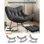 COZONY Chaise longue d'extérieur surdimensionnée 40 avec repose-pieds, Fauteuil à bascule Papasan en métal pour Patio Balcon