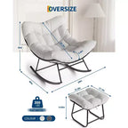 COZONY Chaise longue d'extérieur surdimensionnée 40 avec repose-pieds, Fauteuil à bascule Papasan en métal pour Patio Balcon
