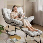 COZONY Chaise longue d'extérieur surdimensionnée 40 avec repose-pieds, Fauteuil à bascule Papasan en métal pour Patio Balcon