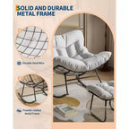 COZONY Chaise longue d'extérieur surdimensionnée 40 avec repose-pieds, Fauteuil à bascule Papasan en métal pour Patio Balcon