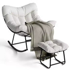 COZONY Chaise longue d'extérieur surdimensionnée 40 avec repose-pieds, Fauteuil à bascule Papasan en métal pour Patio Balcon