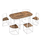 Ensemble de salle à manger moderne en marbre pour 6 personnes avec structure en métal, table rectangulaire en marbre autocollant et 6 chaises pour salle à manger et cuisine.