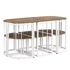 Ensemble de salle à manger moderne en marbre pour 6 personnes avec structure en métal, table rectangulaire en marbre autocollant et 6 chaises pour salle à manger et cuisine.